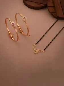 Anouk Gold-Plated Pack of 2 Bangle & Managalsutra for Women