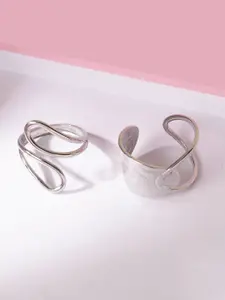 Niska Set Of 2 Silver-Plated Adjustable Finger Ring