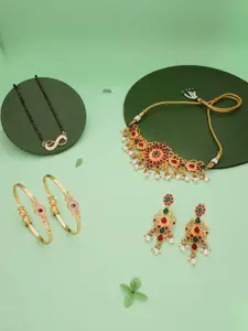 Anouk Gold-Plated Jawllery Set & Mangalsutra & bangle For Women & Girl