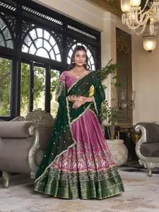 LOOKNBOOK ART Printed Zari Kanchipuram Silk Ready to Wear Lehenga Choli