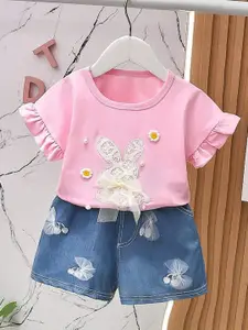 StyleCast Girls Printed Pure Cotton T-shirt with Shorts