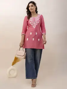 KIMAYRA Women Embroidered Round Neck Kurti