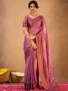 Trendmalls Women Handloom Tissue Cotton Saree with Unstitched Blouse Piece