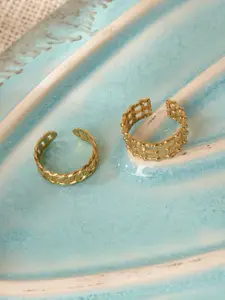 Niska Set Of 2 Gold-Plated Adjustable Finger Ring