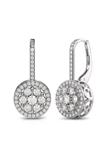 LeCalla 925 Sterling Silver Plated Cubic Zirconia Studded Circular Shaped Drop Earrings