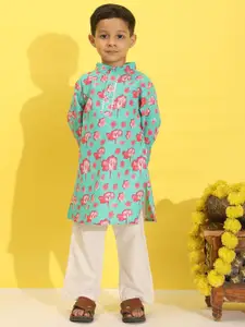 Cutiekins Boys Floral Printed Kurta with Pyjamas