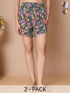 TAG 7 Women Pack Of 2 Printed Lounge Shorts