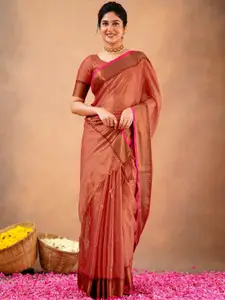 Trendmalls Women Handloom Tissue Cotton Saree with Unstitched Blouse Piece