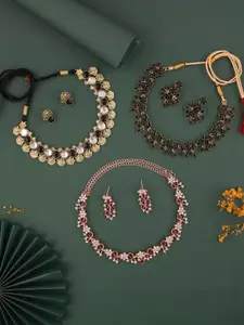Anouk Gold-Plated Pack of 3 Neckalce & matchig Earring