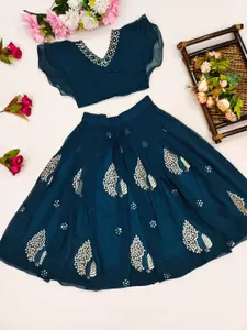 BAESD Girls Embellished Thread Work Ready to Wear Lehenga & Choli