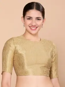 Studio Shringaar Round Neck Woven Design Saree Blouse