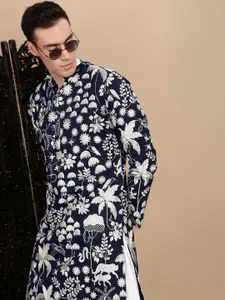 House of Pataudi Chikankari Embroidered Straight Kurta