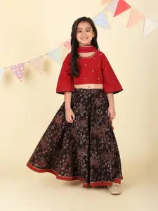 Fabindia Girls Printed Ready to Wear Lehenga & Blouse With Dupatta