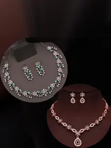 Anouk Rose Gold-Plated 2 Necklace Set With matching Pair Of Earrings