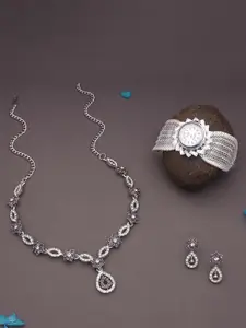 Anouk Silver-Plated Bracelet & Necklace Set