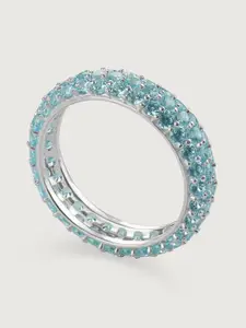 Mia By Tanishq 925 Sterling Silver Silver Plated Stone Studded Finger Ring