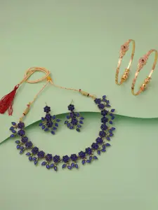 Anouk Gold-Plated Bangle & Necklace Set