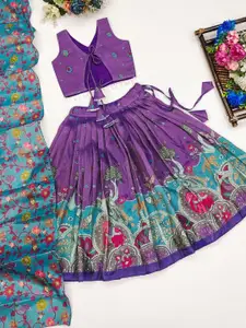 Shoryam Fashion Girls Printed Foil Print Ready to Wear Lehenga & Blouse With Dupatta