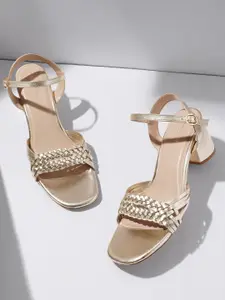 Kenneth Cole Leather Woven Design Block Heels