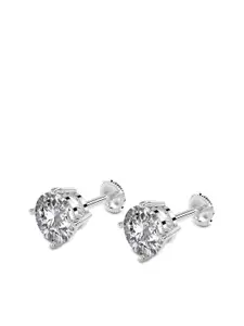 LeCalla 925 Sterling Silver Plated Cubic Zirconia Studded Circular Shaped Studs