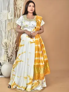 Morchari Floral Embroidered Cotton Lehenga With Blouse & Dupatta