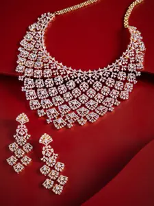 Kushal's Fashion Jewellery White Gold-Plated Party Zircon Necklace