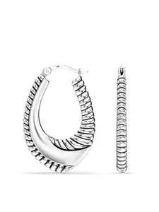 LeCalla 925 Sterling Silver Plated Contemporary Shaped ClickTop Hoop Earrings