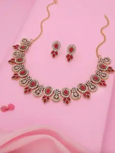 Anouk Gold-Plated Necklace with Matching pair of earrings