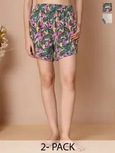 TAG 7 Women Pack Of 2 Printed Lounge Shorts