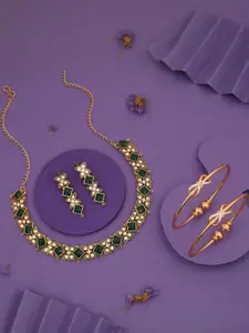 Anouk Gold-Plated Bangle & Necklace Set