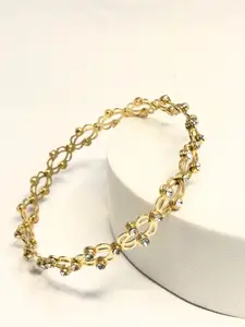 Jewelry Miguel Sterling Silver Gold-Plated American Diamond Studded Magic Ring & Bracelet