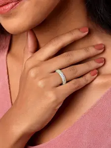 Mia By Tanishq Sterling Silver Stone Studded Peridot Promenade Silver Finger Ring