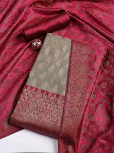 Meena Bazaar Art Silk Woven Design Chanderi Unstitched Dress Material