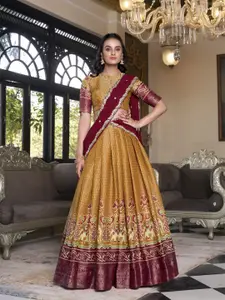 LOOKNBOOK ART Women Printed Ready to Wear Lehenga & Unstitched Blouse With Dupatta