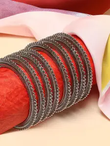 Sangria Set of 8 Oxidized Beaded Bangles