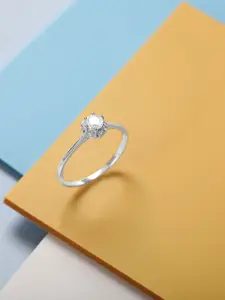 Mia By Tanishq 925 Sterling Silver Bright Classic Silver Cubic Zirconia Studded Ring