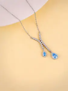 GIVA 925 Sterling Silver Plated Zircon Studded Oceanic Necklace