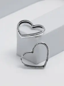 LeCalla 925 Sterling Silver Plated Heart Shaped Hoop Earrings
