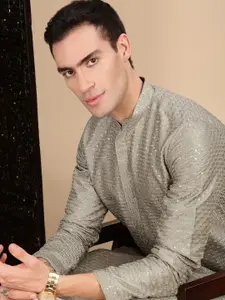 House of Pataudi Fusion Wear Stylish Sequins Straight Kurta