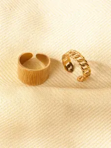 Niska Set Of 2 Gold-Plated Adjustable Finger Rings