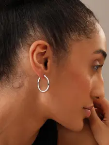 LeCalla 925 Sterling Silver Plated Circular Shaped Hoop Earrings