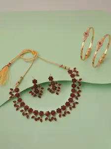 Anouk Gold-Plated Bangle & Necklace Set