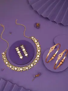 Anouk Gold-Plated Bangle & Necklace Set