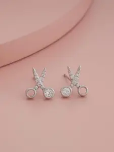 Kushal's Fashion Jewellery Rhodium-Plated Contemporary Zircon Studs Earrings