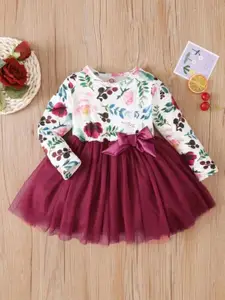 MAYARA FASHION Girls Floral Print Fit & Flare Dress