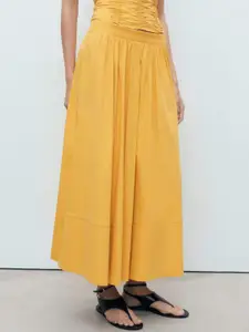MANGO Mid-Rise Maxi Flared Skirt