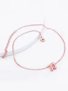 GIVA 925 Sterling Silver Rose Gold-Plated Musical Note Anklets