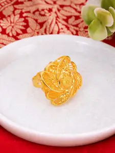 Manikya Gold-Plated Textured Adjustable Finger Ring