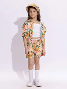 taffykids Girls Printed Top With Shorts