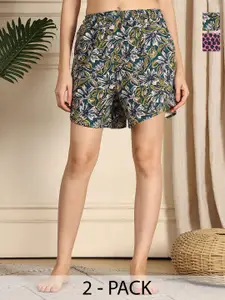 TAG 7 Women Pack Of 2 Printed Lounge Shorts